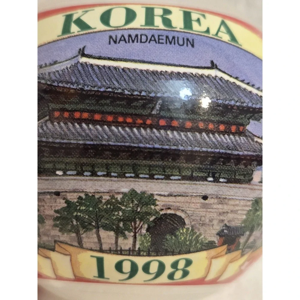 Vintage 1998 Korea‎ Namdaemun Christmas Ornament AGC USA South Korea Flag
